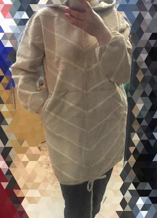 Кардиган пальто,с капюшоном, размер универсальный,альпака.2 фото