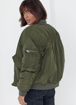 Демисезонная куртка женская на молнии - хаки цвет, m (есть размеры)3 фото