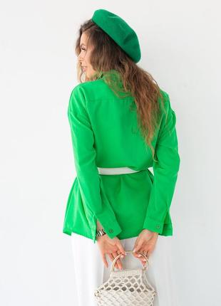 Жіноча сорочка зі вставкою з екошкіри berne — зелений колір, xl (є розміри)2 фото
