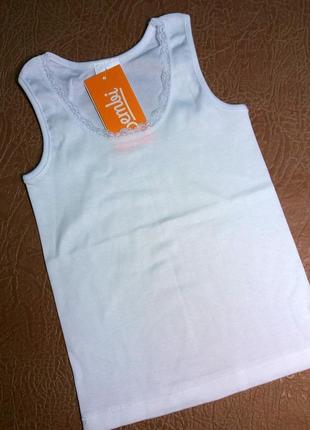 Майка для дівчинки мк6 від тм бембі – біла майка на широких бретельках.
