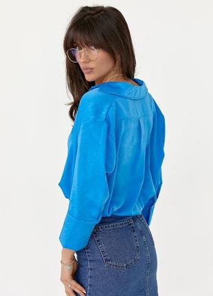Женская рубашка с укороченным рукавом - голубой цвет, s (есть размеры)2 фото