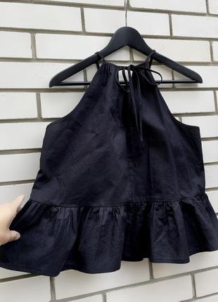 Черная блузка с завязками и баской,хлопок asos3 фото