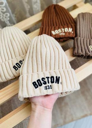 Шапка бостон boston, шапочка в'язана, стильна весняна шапка