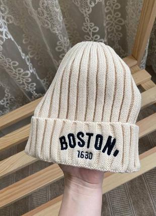 Шапка бостон boston, шапочка в'язана, стильна весняна шапка2 фото