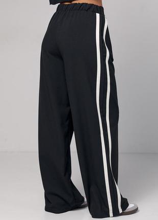 Женские брюки с лампасами на завязке - черный цвет, s (есть размеры)2 фото