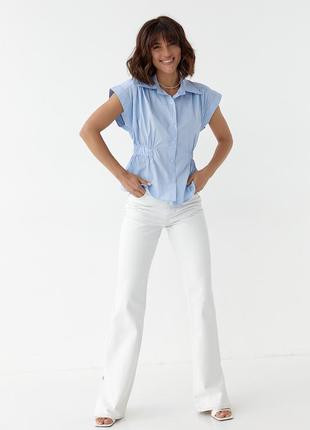 Жіноча сорочка з гумкою на талії — блакитний колір, l (є розміри)3 фото