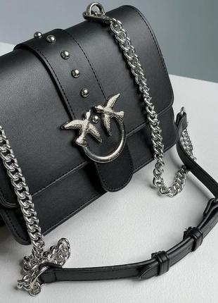 Жіноча сумка 👜 pinko classic love bag icon simply black/silver9 фото