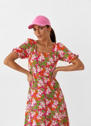 Довге плаття з квадратним декольте та розпіркою barley — рожевий колір, s (є розміри)3 фото