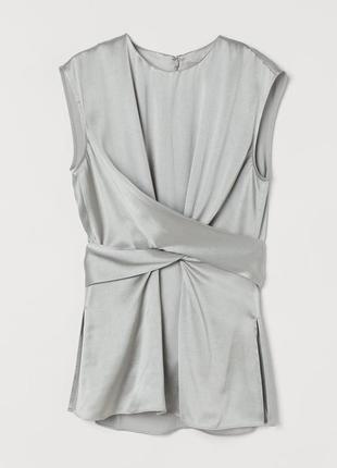 Срібляста блуза на зав'язках h&m
