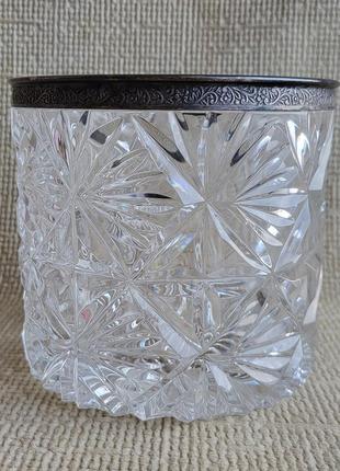 Конфетница хрустальная, мельхиор ссср.
