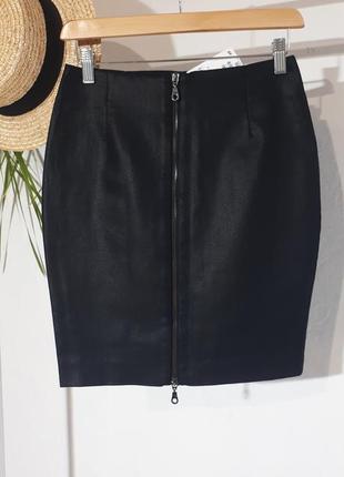 Черная юбка h&amp;m/короткая черная юбка на молнии/юбка с молнией1 фото