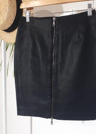 Черная юбка h&amp;m/короткая черная юбка на молнии/юбка с молнией5 фото