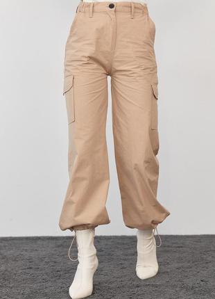 Женские штаны карго в стиле кэжуал - светло-коричневый цвет, m (есть размеры)1 фото