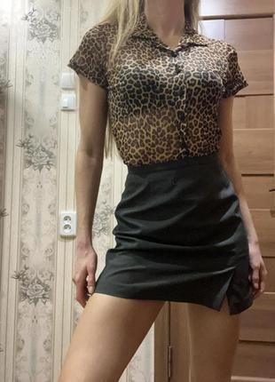 Прозрачная блуза в леопардовом принте