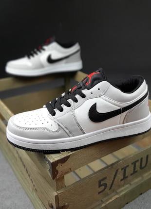 👟 кросівки     nike air jordan 1 low низькі білі з сірим    / наложка bs👟1 фото