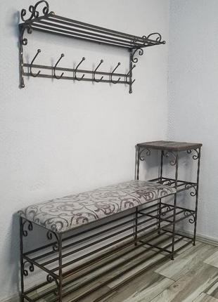 Передпокій кований, банкетка та вішак бостон комбі 100см