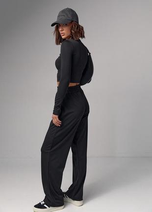 Жіночий базовий костюм з еластичної тканини — чорний колір, s (є розміри)2 фото