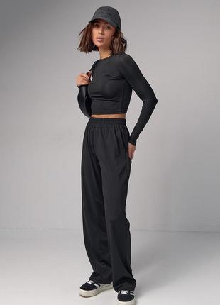 Жіночий базовий костюм з еластичної тканини — чорний колір, s (є розміри)