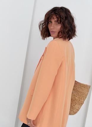 Жіночий класичний однобортний піджак — персиковий колір, s (є розміри)2 фото