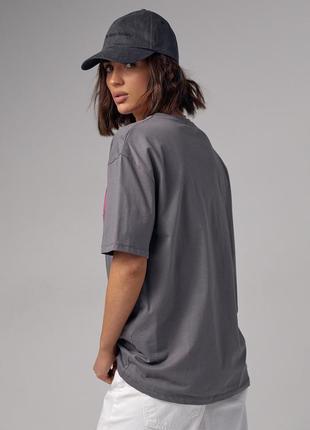 Трикотажная футболка с принтом miami beach - серый цвет, m (есть размеры)2 фото