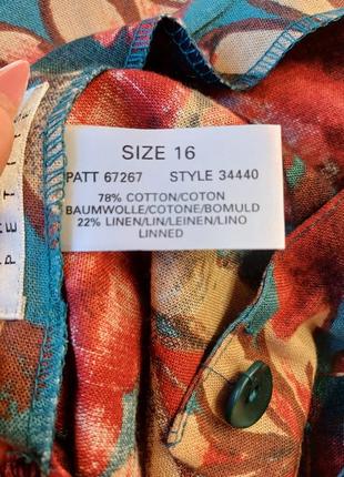 Новая шикарная юбка миди на 78 % хлопок и 22% лён в крупных цветах, размер 2хл9 фото