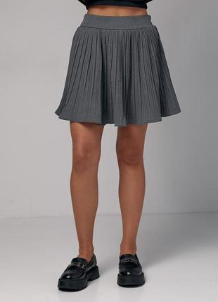 Короткая юбка плиссе - темно-серый цвет, m (есть размеры)1 фото
