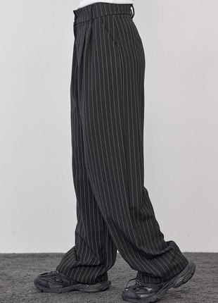 Жіночі штани в смужку — чорний колір, l (є розміри)5 фото