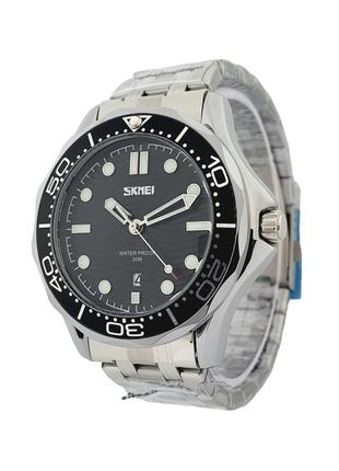 Чоловічий кварцевий наручний годинник з металевим браслетом skmei 9276 ssibk оригінал