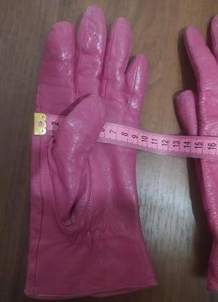 Перчатки розовые кожа3 фото