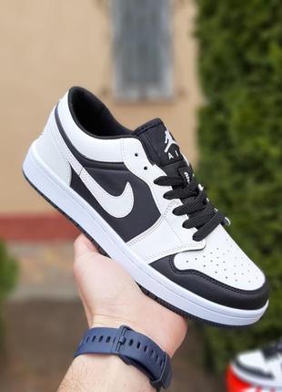 👟 кросівки  nike air jordan 1 low низькі білі з чорним / наложка bs👟1 фото