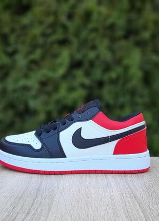 👟 кросівки      nike air jordan 1 low низькі білі з чорним та червоним   / наложка bs👟3 фото