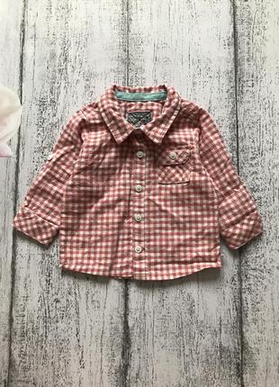 Крута сорочка в клітку котон-льон m&s 3-6 міс