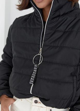 Демисезонная куртка женская на молнии - черный цвет, 40р (есть размеры)4 фото