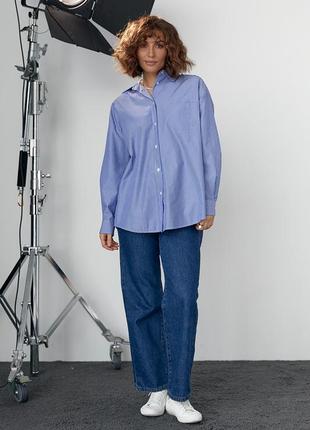 Удлиненная женская рубашка в полоску - синий цвет, xl (есть размеры)9 фото