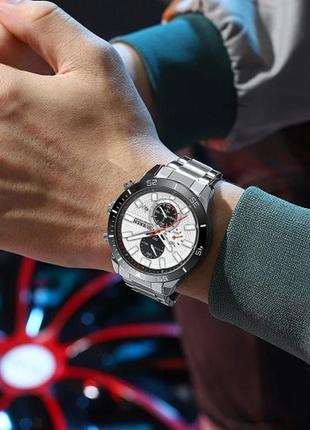 Мужские кварцевые наручные часы с хронографом curren 8417 silver-black2 фото