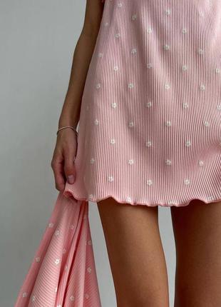 Пижама женская розовая с цветочками (халат+рубашка на бретельках) удобная качественная красивая3 фото