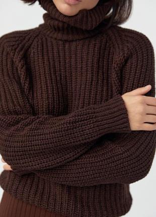 Женский свитер с рукавами-регланами - темно-коричневый цвет, l (есть размеры)9 фото