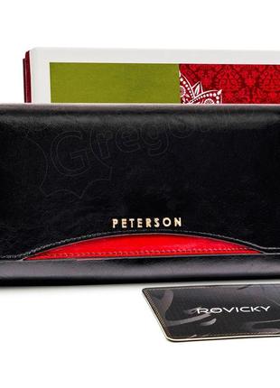 Жіночий шкіряний гаманець peterson ptn pl-467.01 чорний+червона -