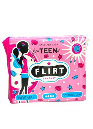 Fantasy flirt гігієнічні прокладки teen fresh cotton & care 4 краплі 10 шт 240 мм 57048