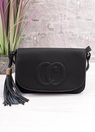 Стильная черная сумка сумочка клатч на длинной ручке модная1 фото