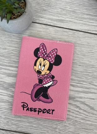 Обкладинка для паспорта minnie mouse рожева