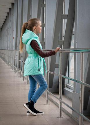 Демісезонна жилетка для дівчинки від 10 років/ класичний підлітковий жилет безрукавка...