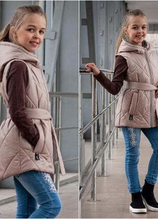 Демісезонна жилетка для дівчинки від 10 років/ класичний підлітковий жилет безрукавка...