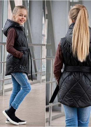 Демісезонна жилетка для дівчинки від 10 років/ класичний підлітковий жилет безрукавка...