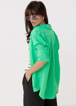 Женская рубашка с укороченным рукавом - салатовый цвет, l (есть размеры)2 фото