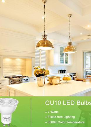 Світлодіодні лампи tailcas gu10, біла тепла лампочка 3000k з регульованою яскравістю.