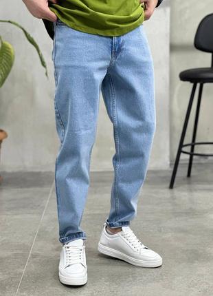 Стильні джинси mom з цупкого деніму у синьому кольорі🔝1 фото