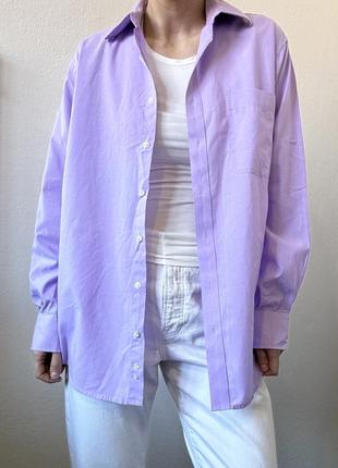 Лавандова сорочка бавовна блузка лавандова блуза коттон сорочка оверсайз