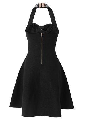Платье чёрное бандажное с вырезом халтер8 фото