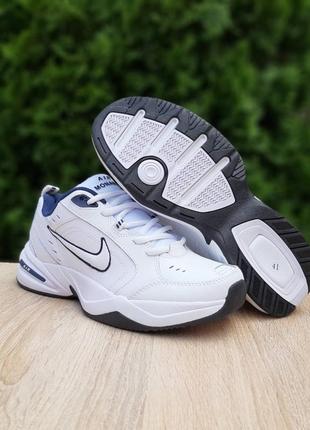 👟 кросівки  nike air monarch білі з синім  / наложка bs👟8 фото